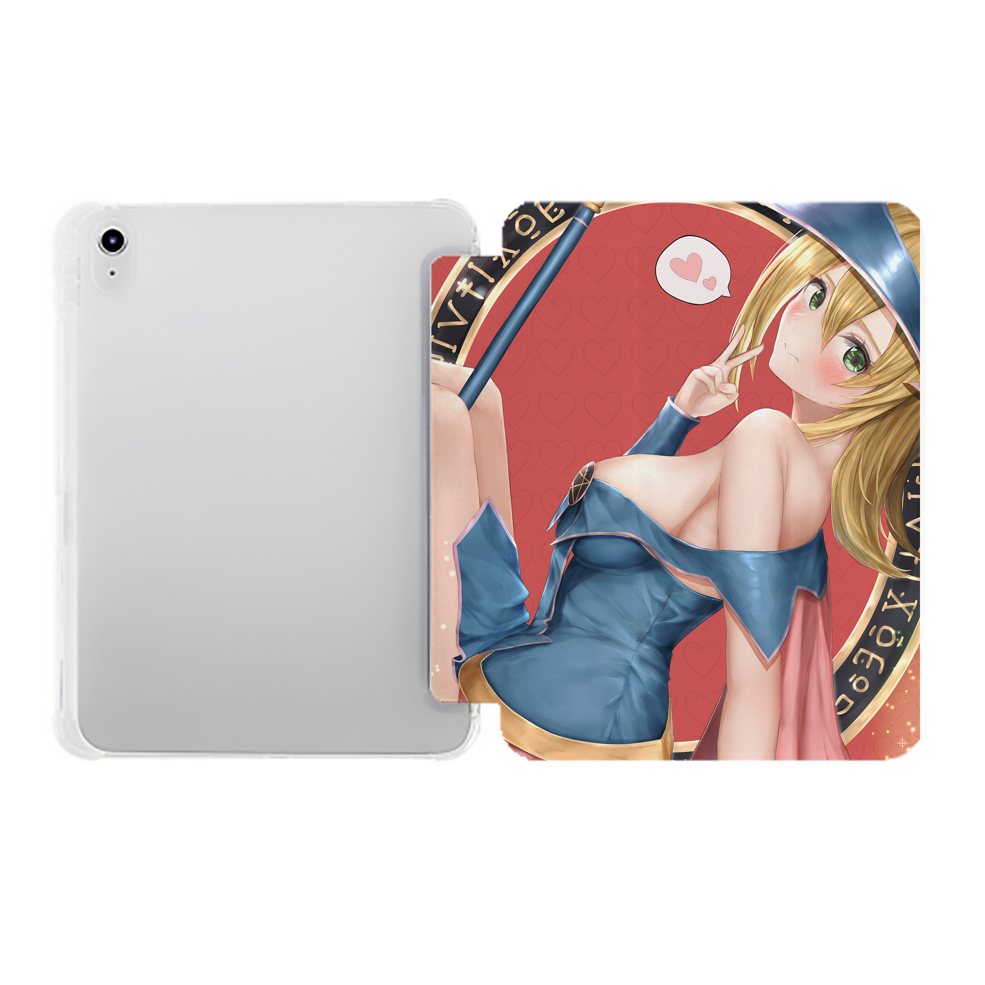 （画像用） 遊☆戯☆王 Yu-Gi-Oh! IPad ケース ペン収納付き 三つ折りスタンド PUレザー×シリコン 対応機種9.5/10.5/10.9インチ